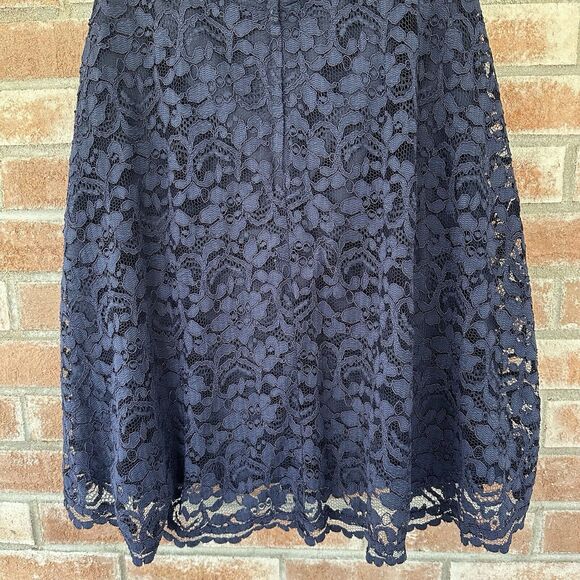 David’s Bridal Marine Blue Lace Bridesmaid Strapless Dress Short Cocktail Size 8 - Picture 5 of 8